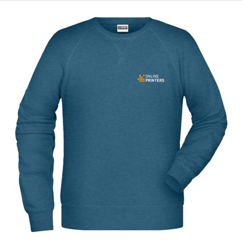 Sudadera de hombre jaspeada color petrleo en mezcla de algodn y polister.