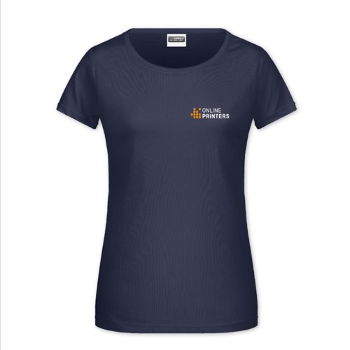 Camiseta de algodn azul oscuro para mujer con mangas cortas.