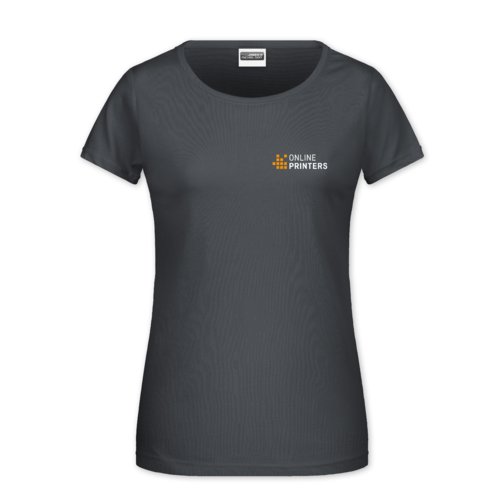 Camiseta de algodn gris oscuro para mujer con mangas cortas.