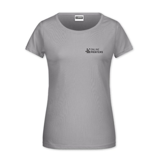 Camiseta de algodn gris claro para mujer con mangas cortas.