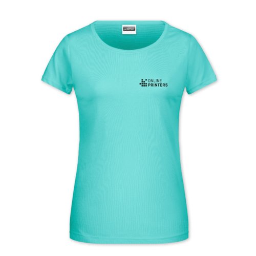 Camiseta de algodn verde menta para mujer con mangas cortas.