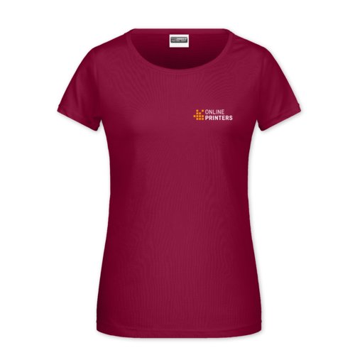 Camiseta burdeos de algodn para mujer con mangas cortas.
