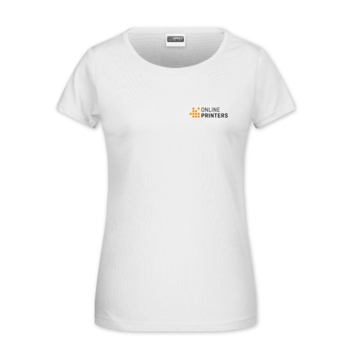 Camiseta blanca de algodn para mujer con mangas cortas.