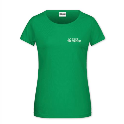 Camiseta verde de algodn para mujer con mangas cortas y cuello redondo.