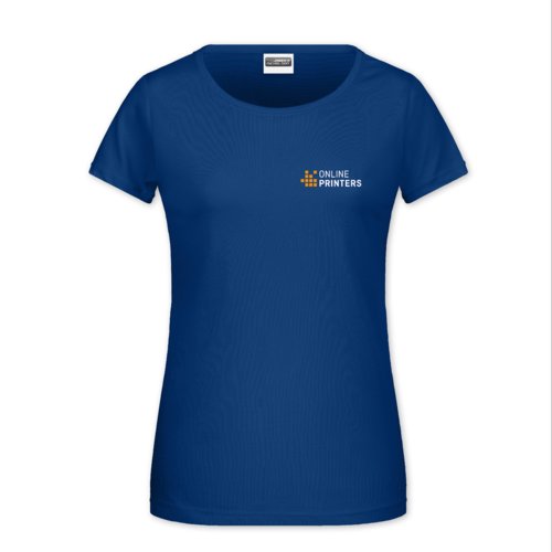 Camiseta de algodn azul oscuro para mujer con mangas cortas.