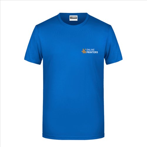 Camiseta de algodn azul real para hombre con mangas cortas.