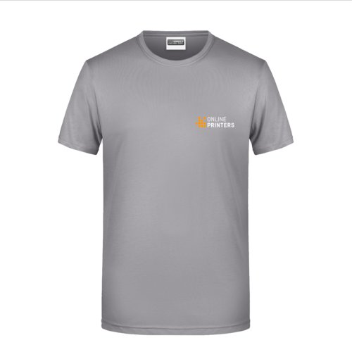 Camiseta de algodn gris claro para hombre con mangas cortas.