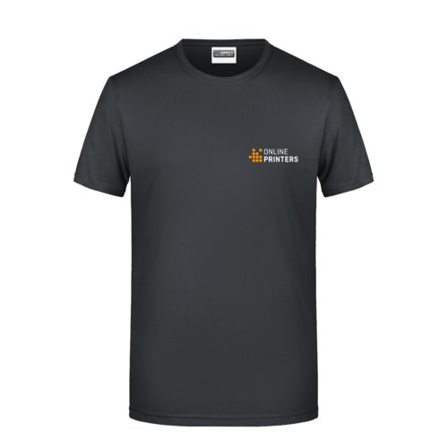 Camiseta negra de algodn para hombre con mangas cortas.