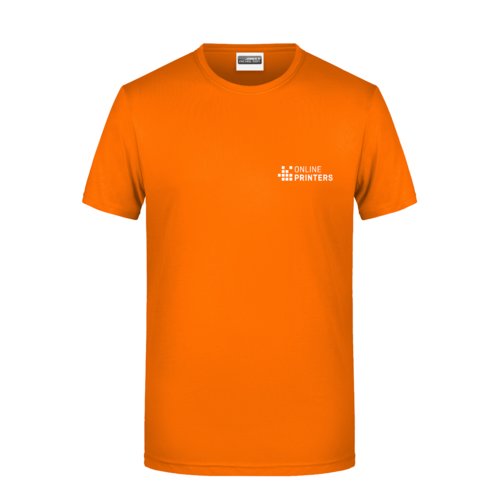 Camiseta naranja de algodn para hombre con mangas cortas.
