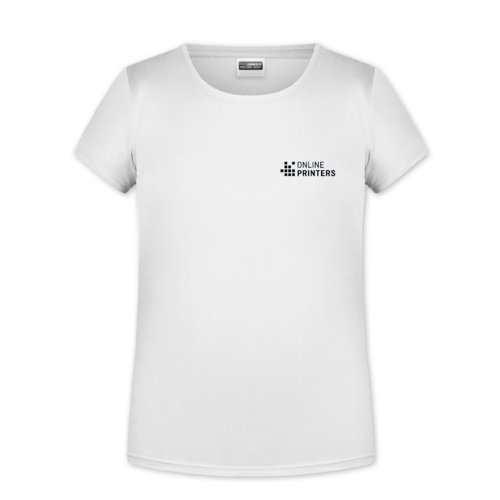 Camiseta blanca de algodn para nias con mangas cortas.