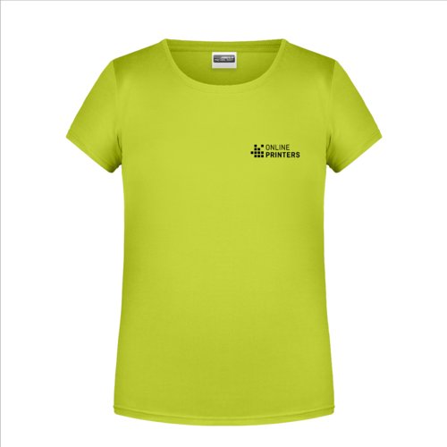 Camiseta de algodn amarillo nen para nias con mangas cortas.