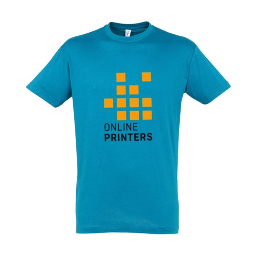 Camiseta de algodn aguamarina con mangas cortas.