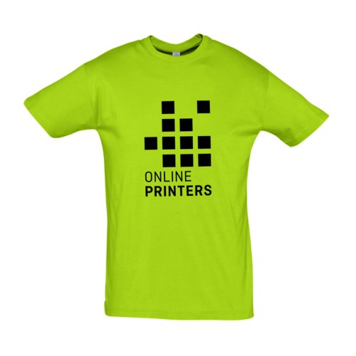 Camiseta de algodn verde manzana con mangas cortas y cuello redondo.