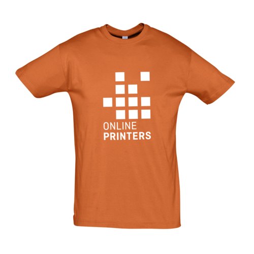 Camiseta naranja de algodn con mangas cortas y cuello redondo.