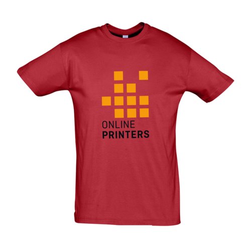 Camiseta roja de algodn, unisex, con mangas cortas.