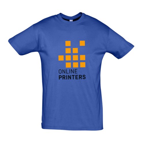 Camiseta de algodn azul real, corte unisex.