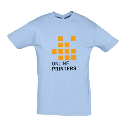 Camiseta unisex de algodn azul cielo con mangas cortas.