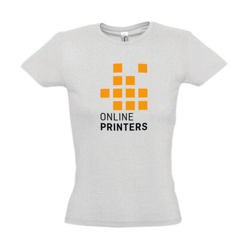 Camiseta gris de algodn para mujer con manga corta.