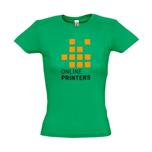 Camiseta verde de algodn con mangas cortas y cuello redondo.