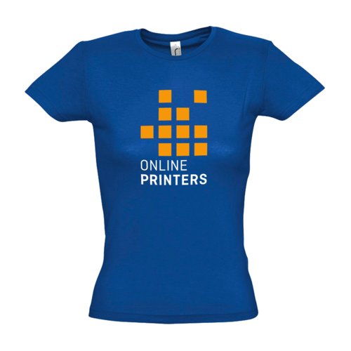 Camiseta de mujer azul real de algodn con manga corta.