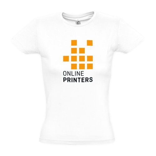 Camiseta blanca de algodn para mujer con mangas cortas.