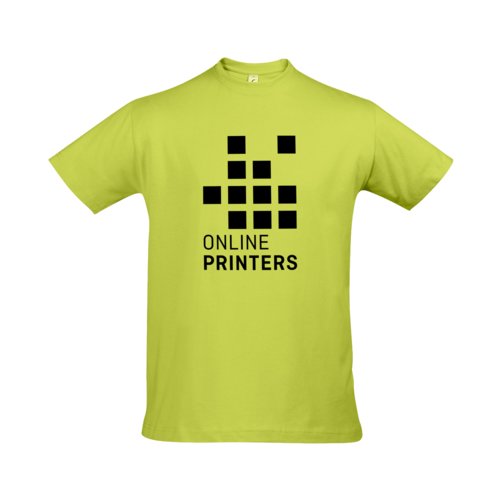 Camiseta de algodn verde manzana para hombre con mangas cortas.