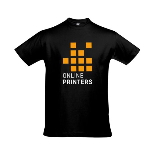 Camiseta de algodn negro intenso para hombre con mangas cortas.