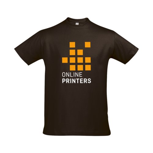 Camiseta marrn de algodn para hombre con mangas cortas.