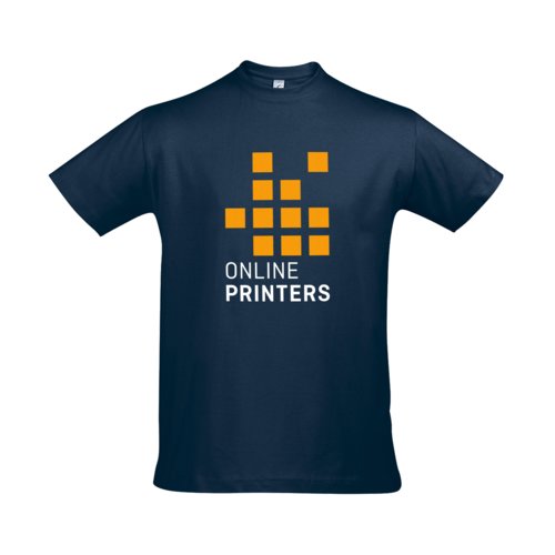 Camiseta de algodn azul marino para hombre con mangas cortas.