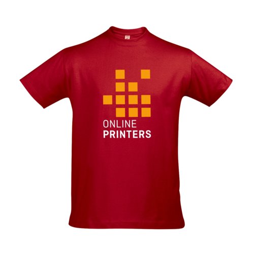 Camiseta roja de algodn para hombre con mangas cortas.
