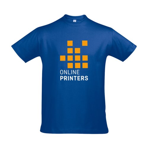 Camiseta de algodn azul real para hombre con mangas cortas.