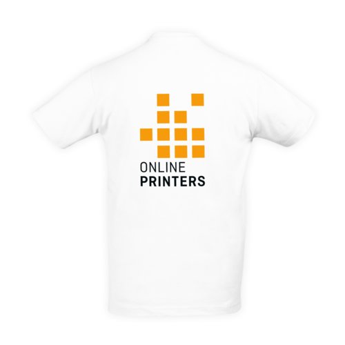 Camiseta blanca de algodn para hombre con mangas cortas.