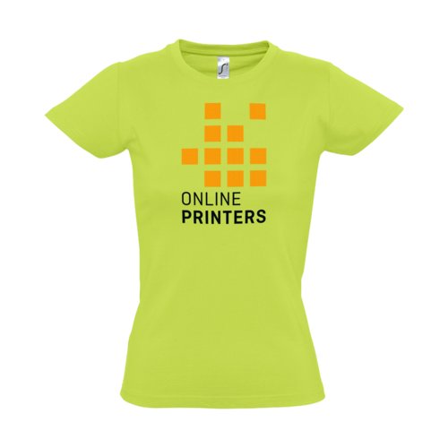 Camiseta de algodn verde manzana para mujer con mangas cortas.