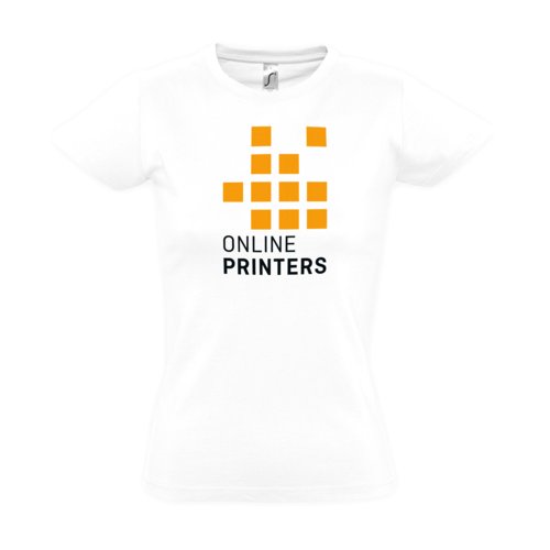 Camiseta blanca de algodn para mujer con mangas cortas.