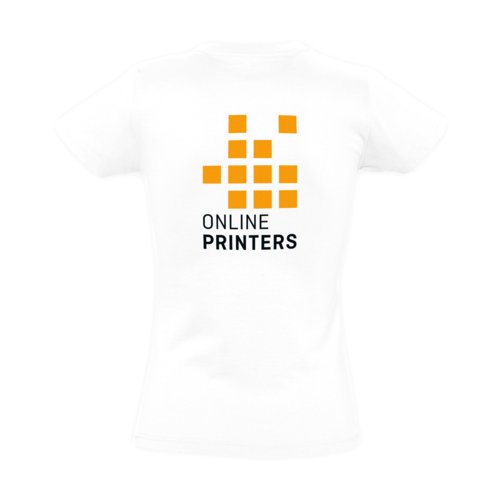 Camiseta blanca de algodn para mujer con mangas cortas.