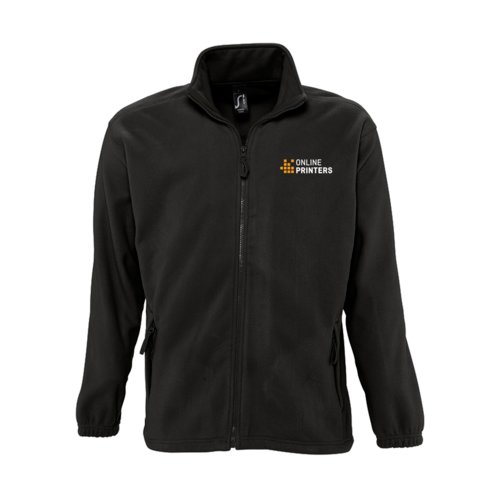 Chaqueta de forro polar con cremallera completa y bolsillos laterales.