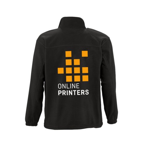 Chaqueta polar negra de polister para hombre con cremallera completa.