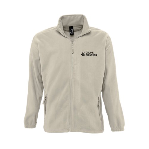 Chaqueta polar beige de polister con cremallera completa.