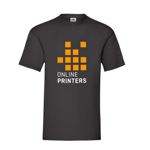 Camiseta negra de algodn para hombre con mangas cortas.