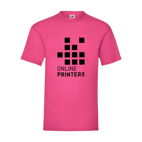 Camiseta de algodn fucsia para hombre con mangas cortas.