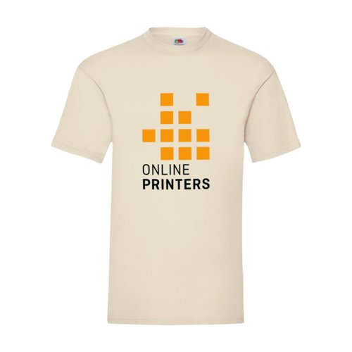 Camiseta beige de algodn para hombre con mangas cortas.
