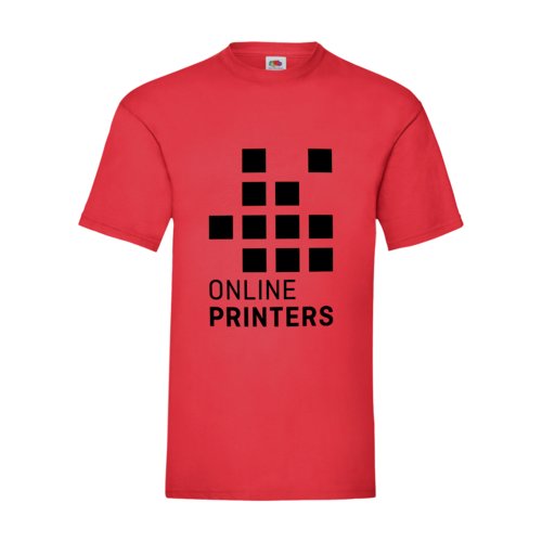 Camiseta roja de algodn para hombre con manga corta y cuello redondo.