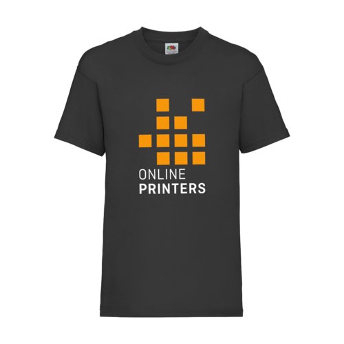 Camiseta negra de algodn para nios con mangas cortas.