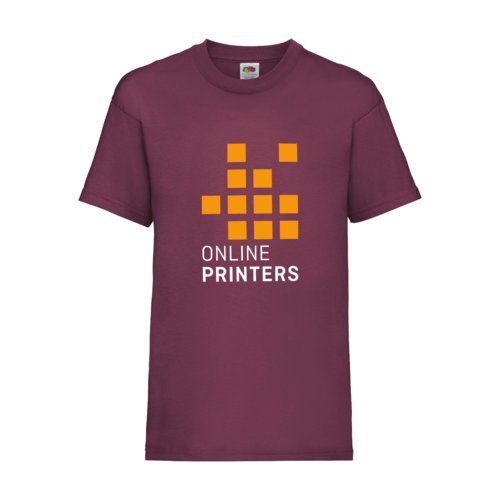Camiseta de algodn burdeos para nios con mangas cortas.