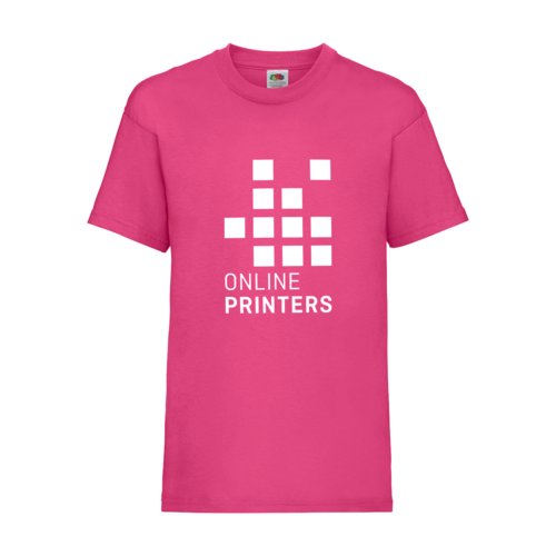 Camiseta infantil de algodn fucsia de manga corta.