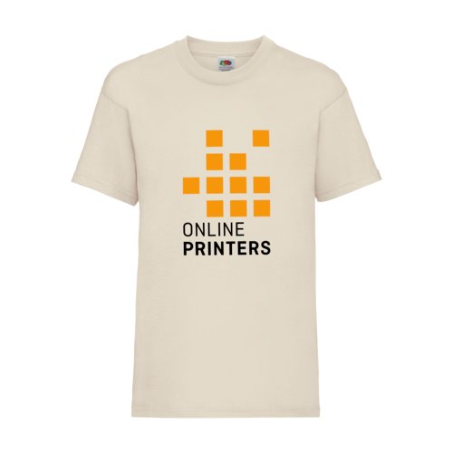 Camiseta de algodn beige para nios con mangas cortas.