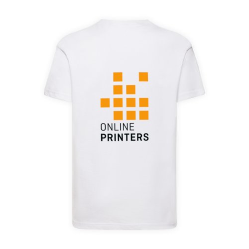 Camiseta blanca de algodn para nios con mangas cortas.
