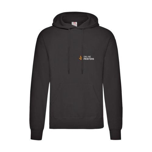 Sudadera negra de mezcla de algodn con capucha y bolsillo tipo canguro.