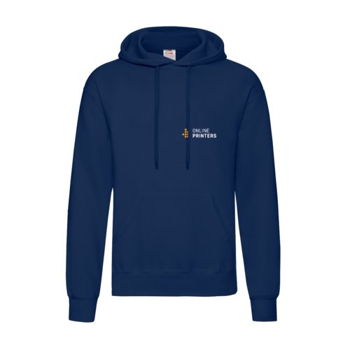 Sudadera con capucha azul marino de algodn y polister para hombre con capucha y cordn.