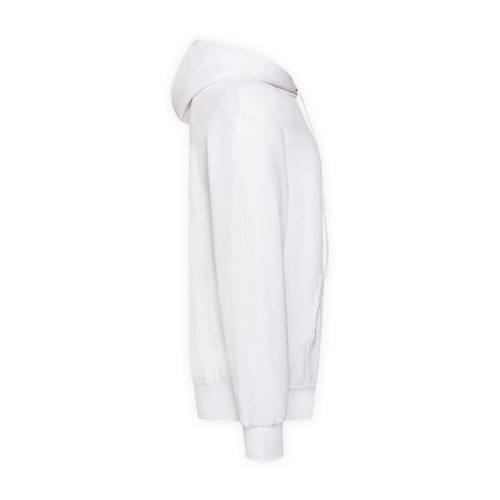 Sudadera blanca de mezcla de algodn con capucha y bolsillo tipo canguro.